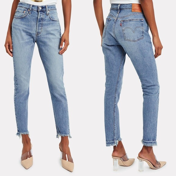 Levi's Denim - Levi's Women's Premium 501 Skinny Jeans High Rise Sz 30 x 28 Raw Hem Button Fly